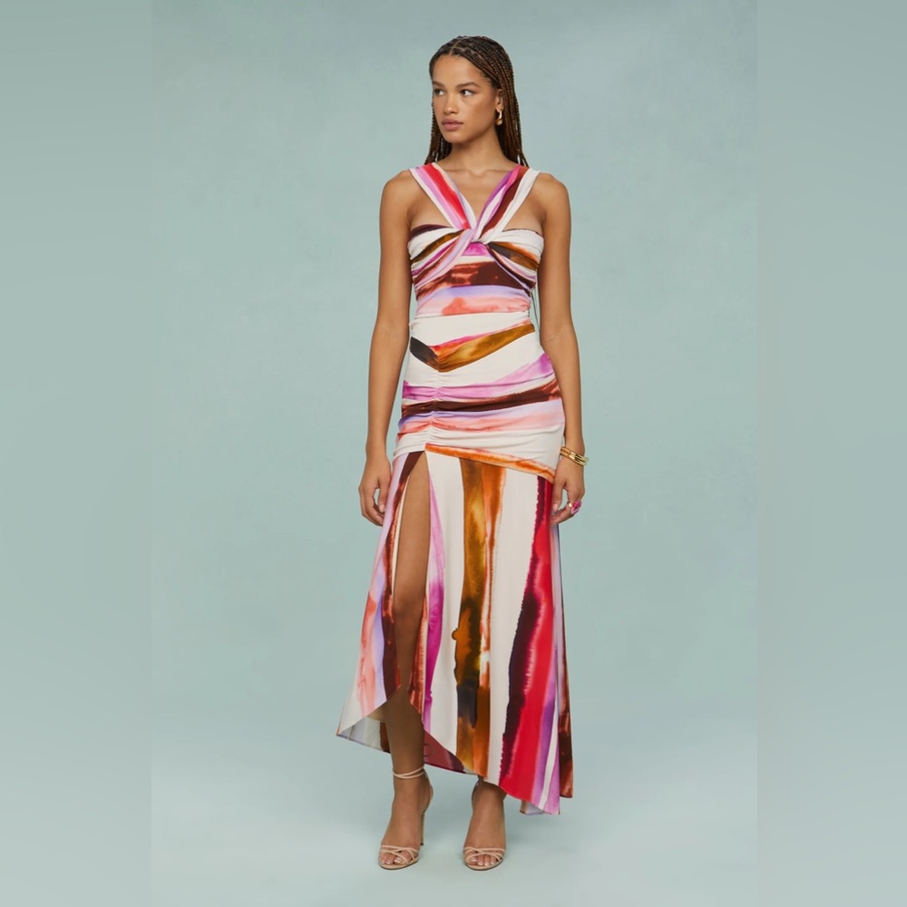 AMUR Casi Printed Jersey Multicolor Maxi Dress